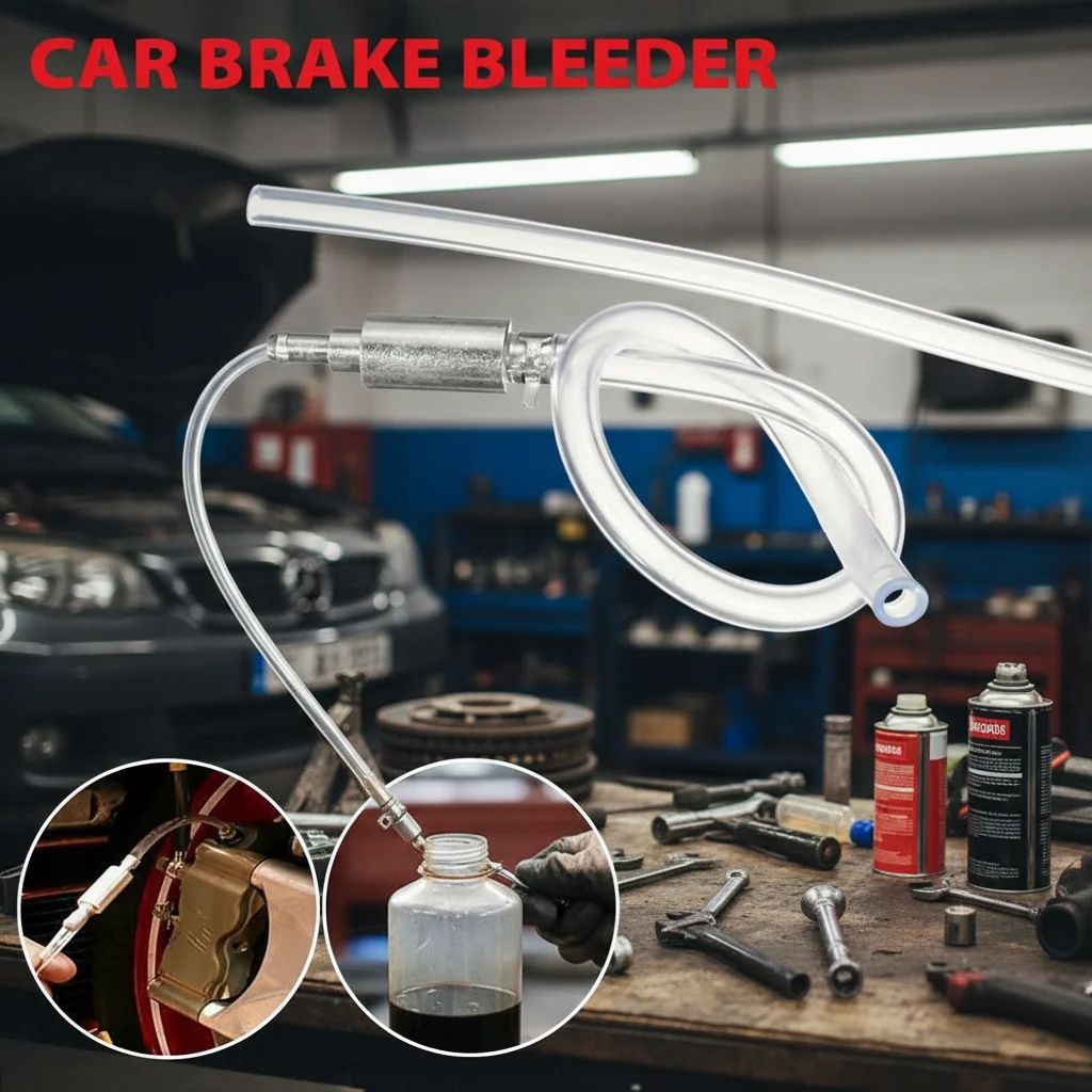 Hydraulic Brake Bleeder Tool Lockable Automotive Brake Fluid Bleeder Bleeding Hose With Non Return One Way Check Valve
