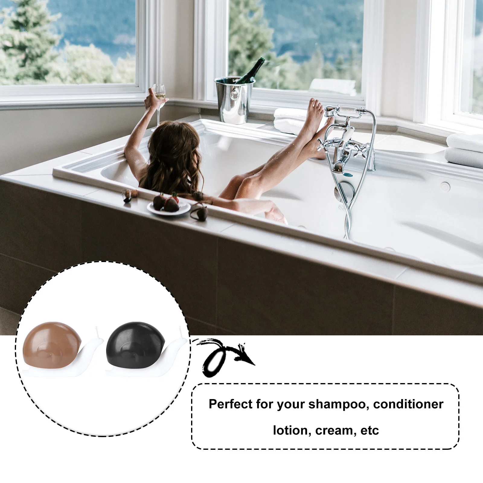 

2Pcs Snail Shaped Lotion Pump Bottle Portable Refillable Large Opening Dispenser for Shampoo Conditioner Liquid Soap Shower Gel