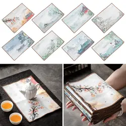 Tea Cleaning Chinese Painted Tea Towel Super Absorbent Painted Rag Table Tea Ceremony Mats High-end Dish Towel