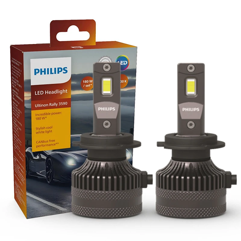 Philips LED 15000lm Ultinon Rally 3590 H4 H7 H8 H11 HB3 HB4 H19 HIR2 H1 Autokoplamp 6500K Wit Max. vermogen 180W 12V 4200K U359N