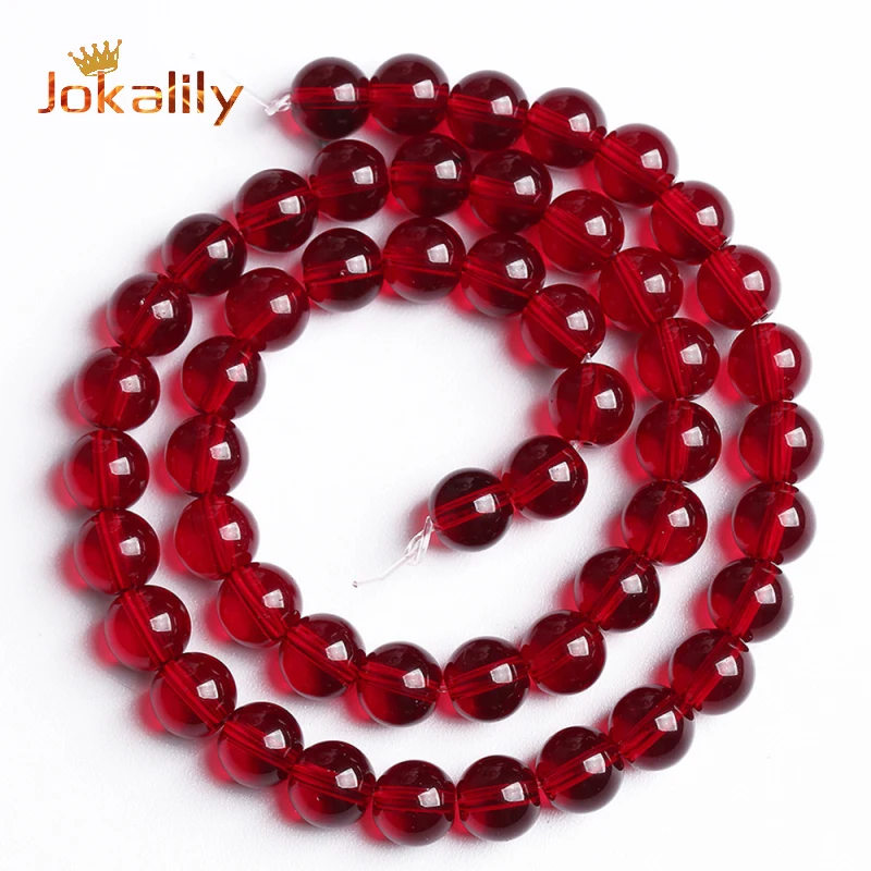 Clear Garnet Glass Beads Natural Red Stone Round Loose Beads For Jewelry Making Diy Bracelet Accessories 4 6 8 10 12mm 15