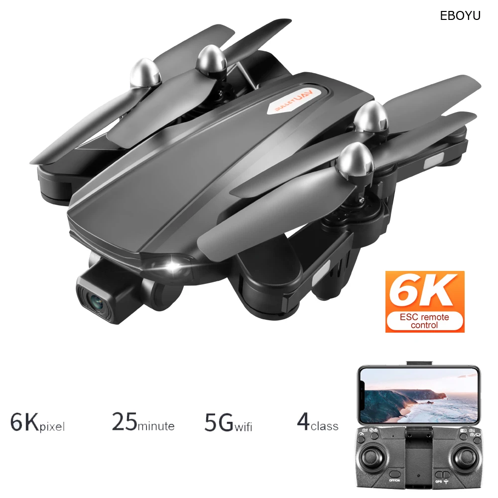 

EBOYU R20 Foldable GPS RC Drone 5G WiFi FPV 6K HD Camera Dual Cameras Optical Flow FPV WiFi Drone RC Quadcopter Gift for Kids