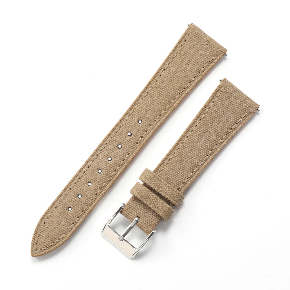 18mm 20mm 22mm Vintage Segeltuch-Uhrenarmband Stoff-Leder-Armband Retro Canvas Schnellverschluss-Uhrenarmband für Herren – Detail 12
