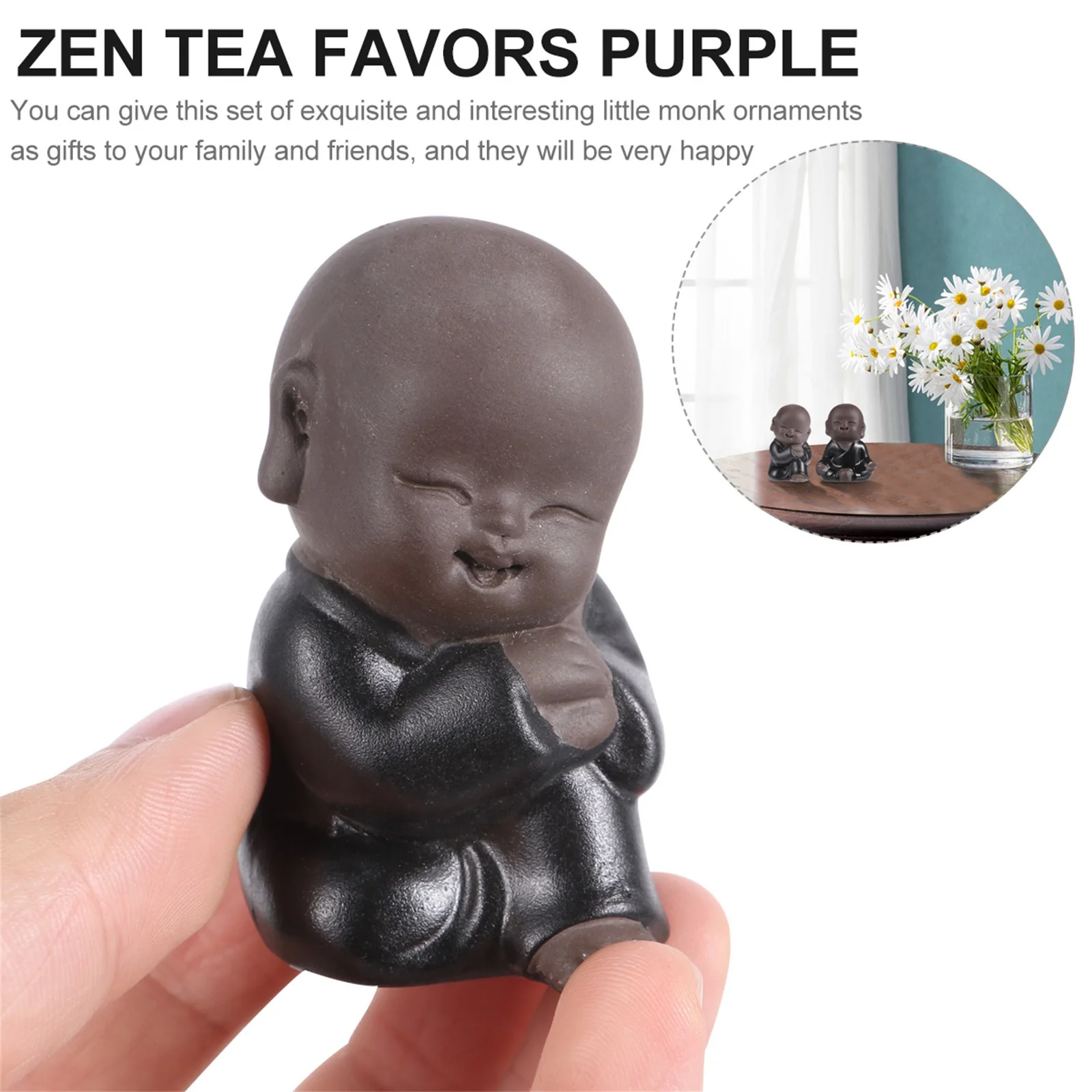 

4Pcs Vivid Buddha Monk Ornament Safe Ecofriendly Material for Tea Art and Meditation Buddha Decoration Monk Decoration