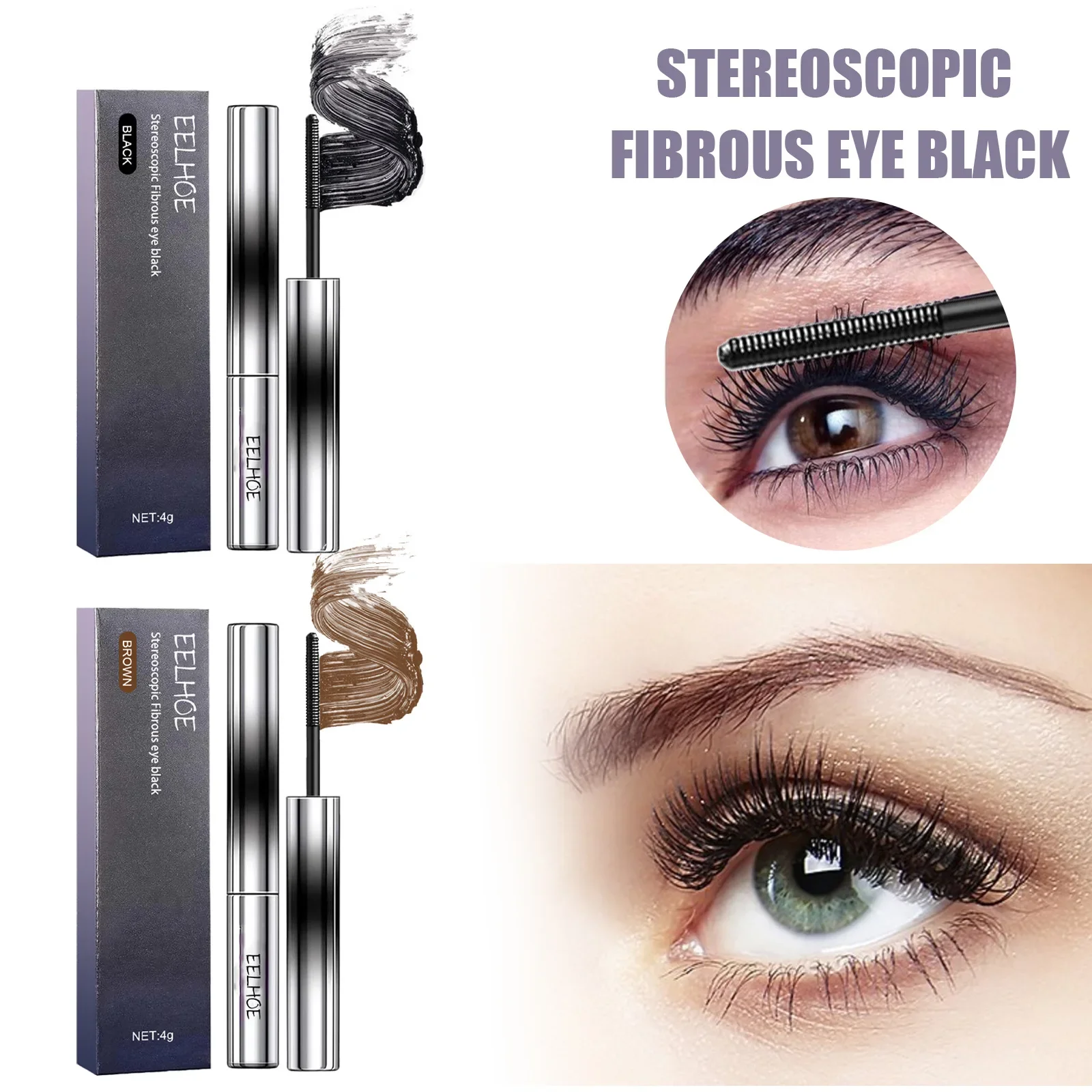 Eelhoe Curling Mascara Wimper Zwart Mooi Natuurlijk Dik Zweetbestendig Make-Up Lange Mascara Waterdichte Cosmetica