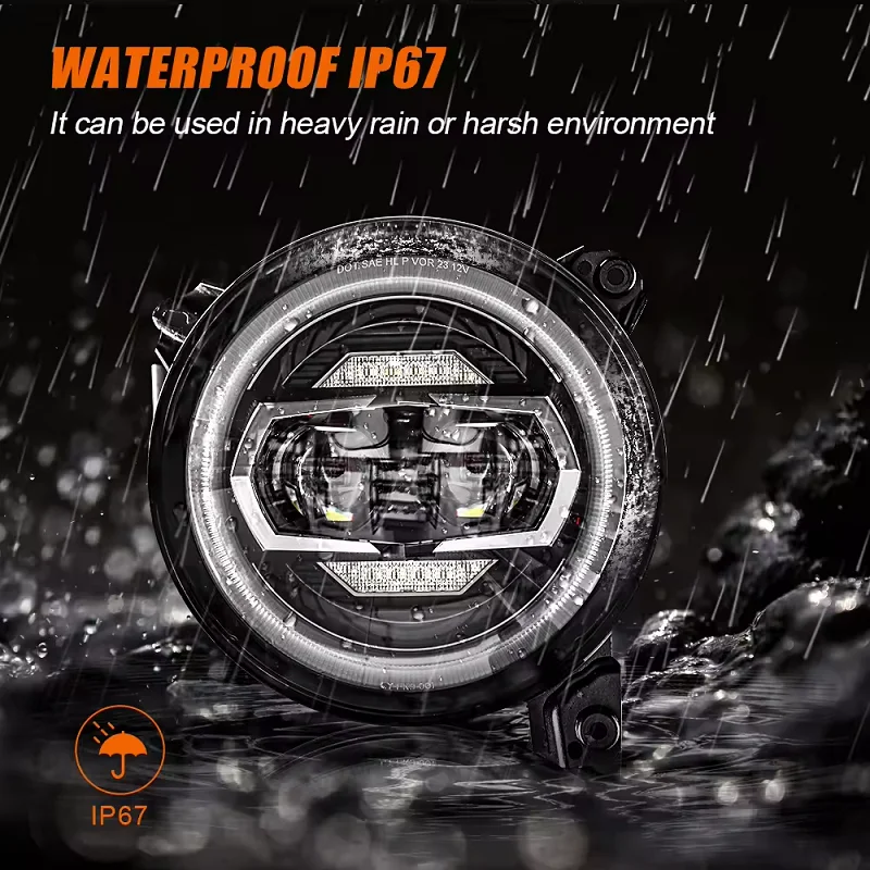 Suitable For Jeep Wrangler JL 2018 2019 2020 Car 9 Inch Round Led Headlights Hi Low Beam with Halo DRL Turn Signal Headlamp