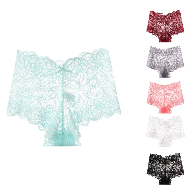 3 قطعة الملابس الداخلية النساء منخفضة الخصر لينة الملابس الداخلية مثير الأزهار تفريغ الدانتيل الصلبة السروال الإناث ملخصات الفتيات العشير سراويل