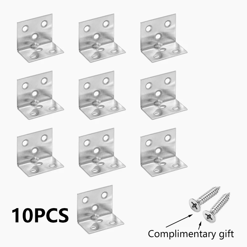 304 Stainless Steel 90 Degree Angle Bracket 10PCS/2PCS, Heavy Duty Corner Brace for Cabinet Furniture Shelf DIY