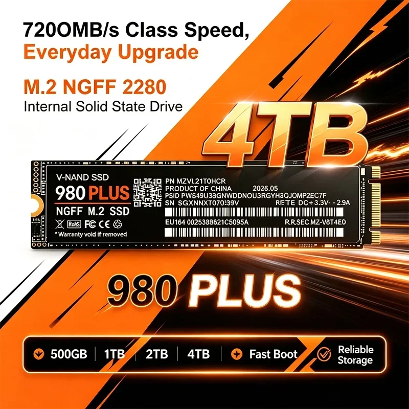 980 PLUS Internal M.2 NGFF 2280 SSD 7200MB/s Fast Read Write Solid State Hard Drive 500GB 1TB 2TB 4TB for Gaming Laptop PC