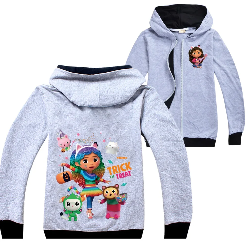 Anime Gabbys Dollhouse Children Boys Tops Zipper Jacket Kids Autumn Full Sleeve Hoodie Sweatshirt Cartoon Baby Girls Hoody Coat