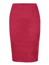 Multicolor Suede Midi Pencil Skirt Women #3