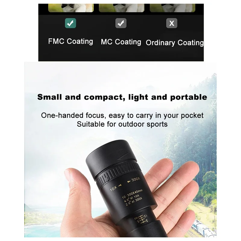 AY03-10-300X40 HD التكبير أحادي تلسكوب المحمول المقربة عدسة ث/ترايبود للتخييم في الهواء الطلق مشاهدة الطيور السفر