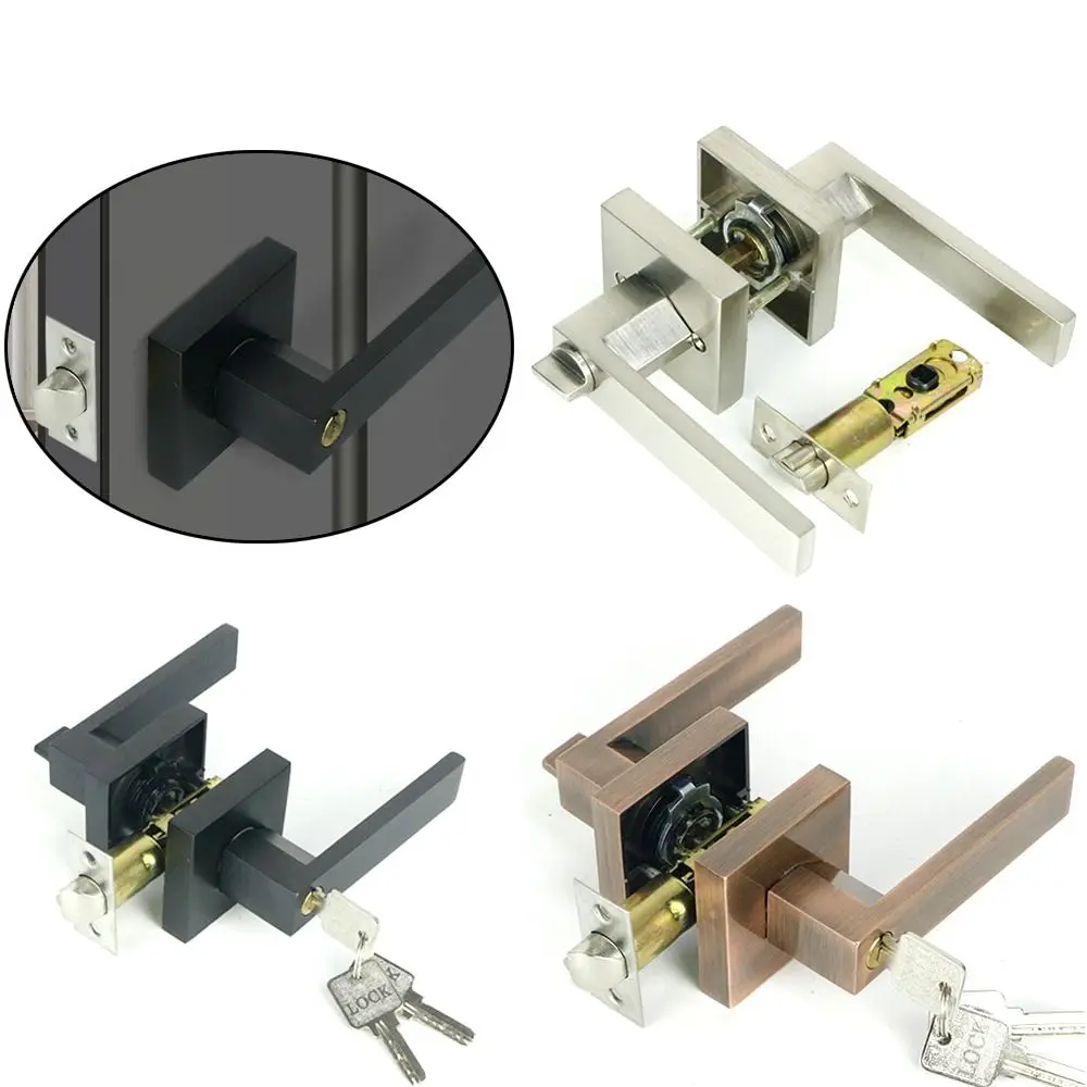 

Internal Door Door Handle Lock Cylinder/Latch with Lock Door Lever Lock Bathroom Bedroom Door Aluminum Alloy Room Door Handle
