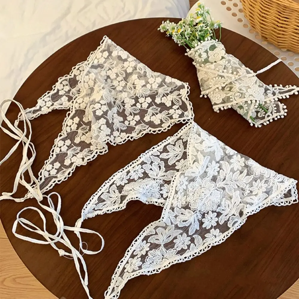 달콤한 시골 스타일 삼각형 반다나 랩 헤어 밴드 레이스 헤어 스카프 보헤미아 터번 삼각형 스카프 여행