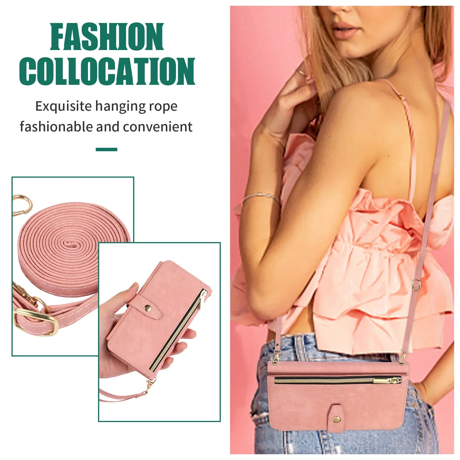 Handyhülle für Samsung Galaxy S23 S24 FE S25 S26 Ultra Edge Plus A16 A06 A26 A36 A56 A27 A37 A57 Cover Reißverschluss-Brieftasche Crossbody – Detail 37