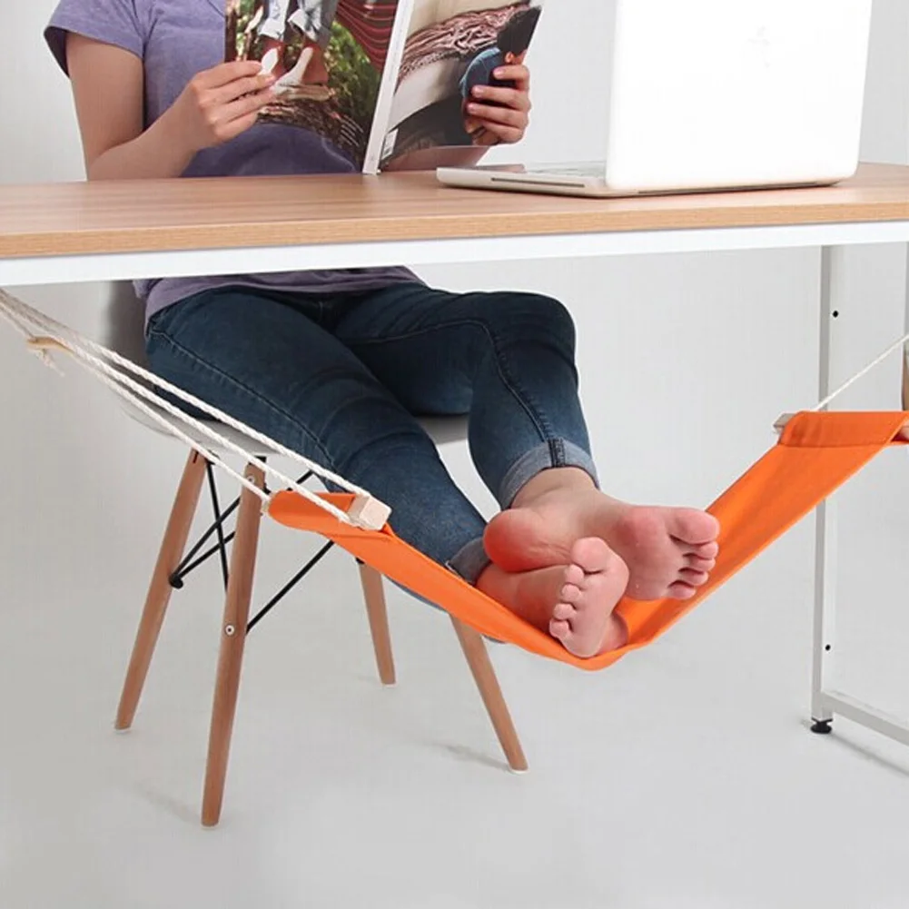 Portable Foot Hammock Polyester Desk Rest Foot Put Adjustable Rest Tables Foot Put Feet Swing Footrest for Office Home Camping