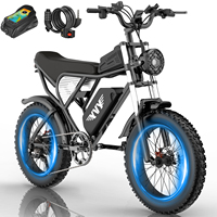 Ridstar C20 Electric Bike 1000W Dual Motor 48V15AH Lithium Battery Mountain Motorcycle Electric Bicycle 20*4.0 Fat Tire E-bike