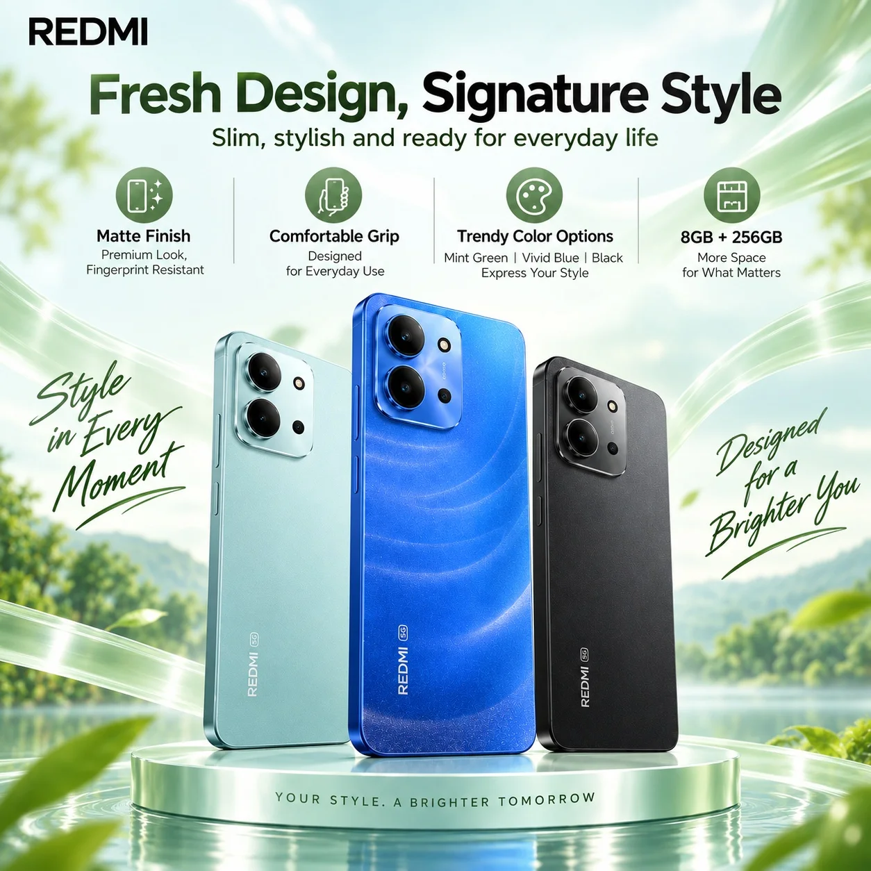 Redmi 15R 5G: 8GB+256GB, Dimensity 6300, 6.9-inch 120Hz display, 6000mAh battery, 33W fast charging and smooth 5G performance.