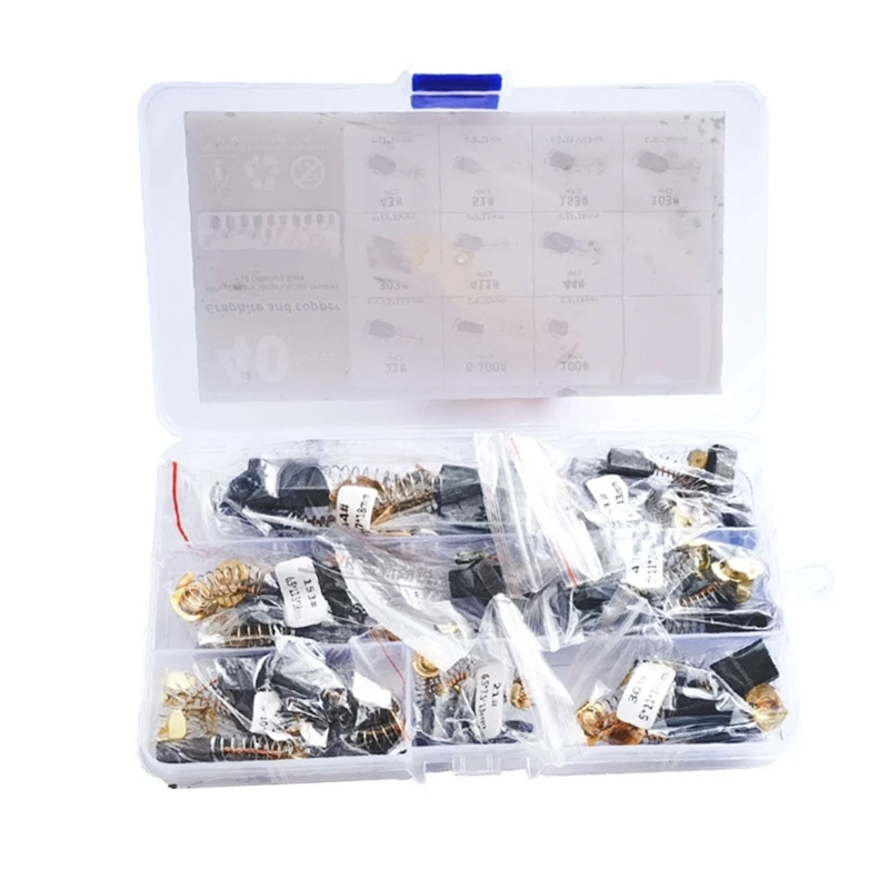 Pack of 40 Electric Carbon Brush Set Power Tool Repair with 10 Sizes for Angle Grinders and Drills Maintenance