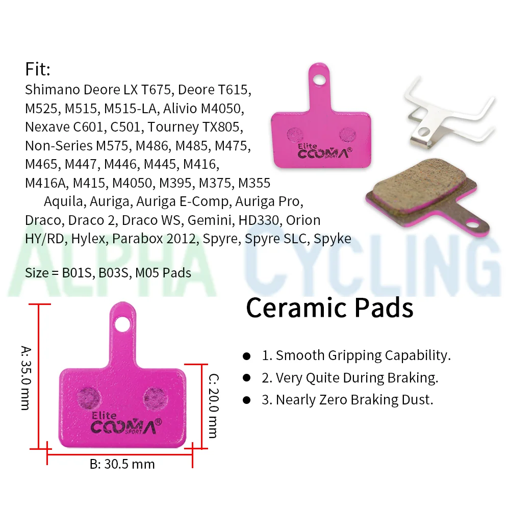 4 Pairs Ceramic Disc Brake Pads for Shimano B01S B05S M05, MT200 MT400 MT500 M375 M395 M416 M446 M445 M486 M485 M475 M515 M525