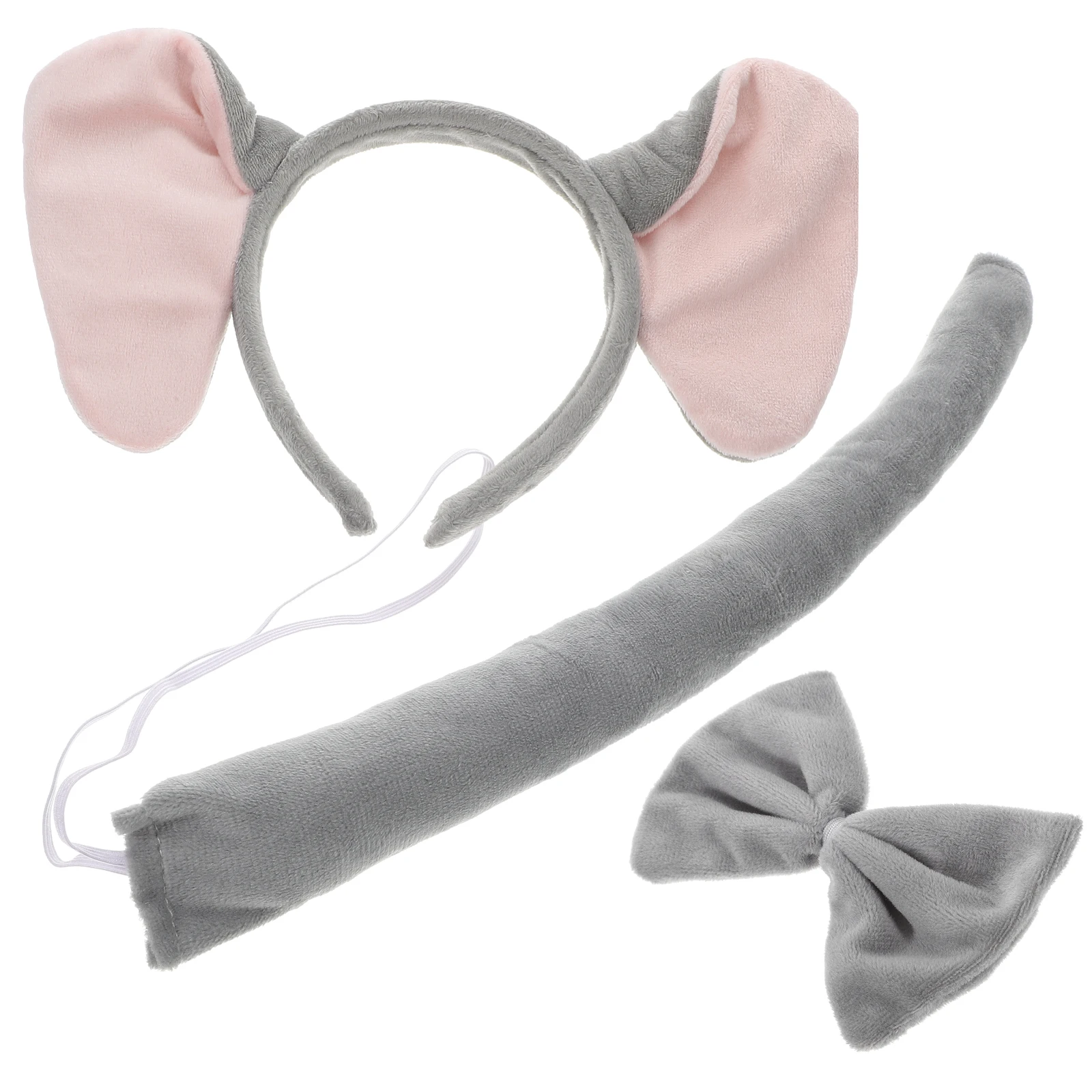 

1 set Cartoon Elephant Ear Headband Costume Set Grey Ears Tail for Women Child Zoo Theme Jungle Animal Dress Up Accessories