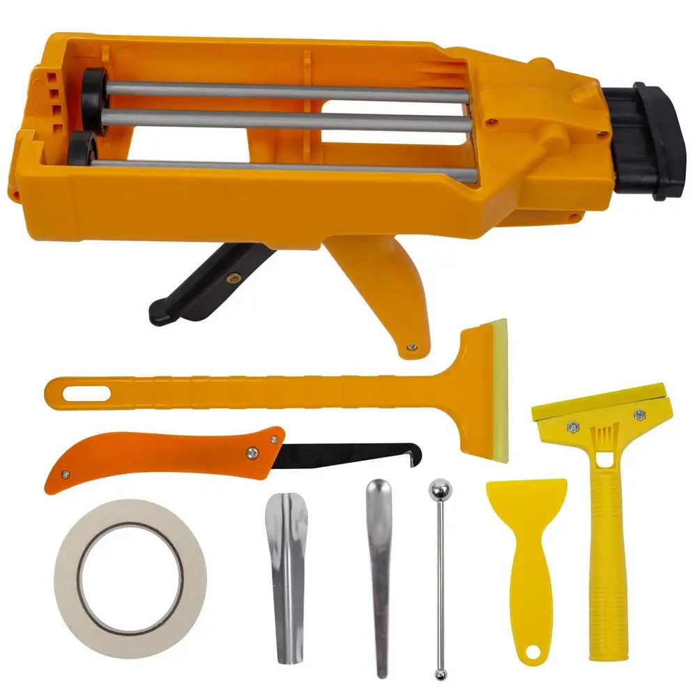 Mix Ratio Epoxy Applicator Kit with Dual Caulking Gun and 8 Tools Easy to Use High Viscosity Materials