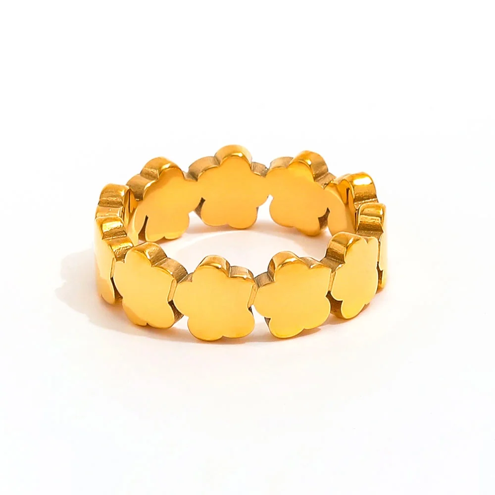 

Joolim Jewelry Wholesale High End PVD Waterproof Fashion Sweety Plum Blossom Flower Stainless Steel Ring Trend For Women