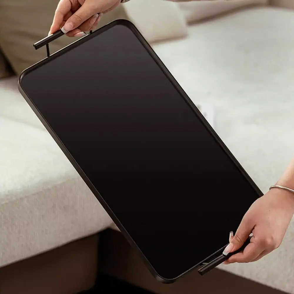 

Rectangle Acrylic Serving Tray Thicken Comfortable Grip Fruit Dessert Tray with Handles Smooth Surface Space Saving