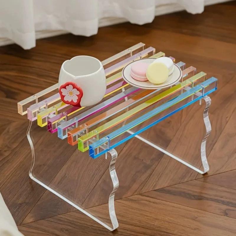 Rainbow Bench Stools Creative Footrest Living Room Acrylic Bench Multifunctional Entrance Hall Furniture Shoe Changing Stool