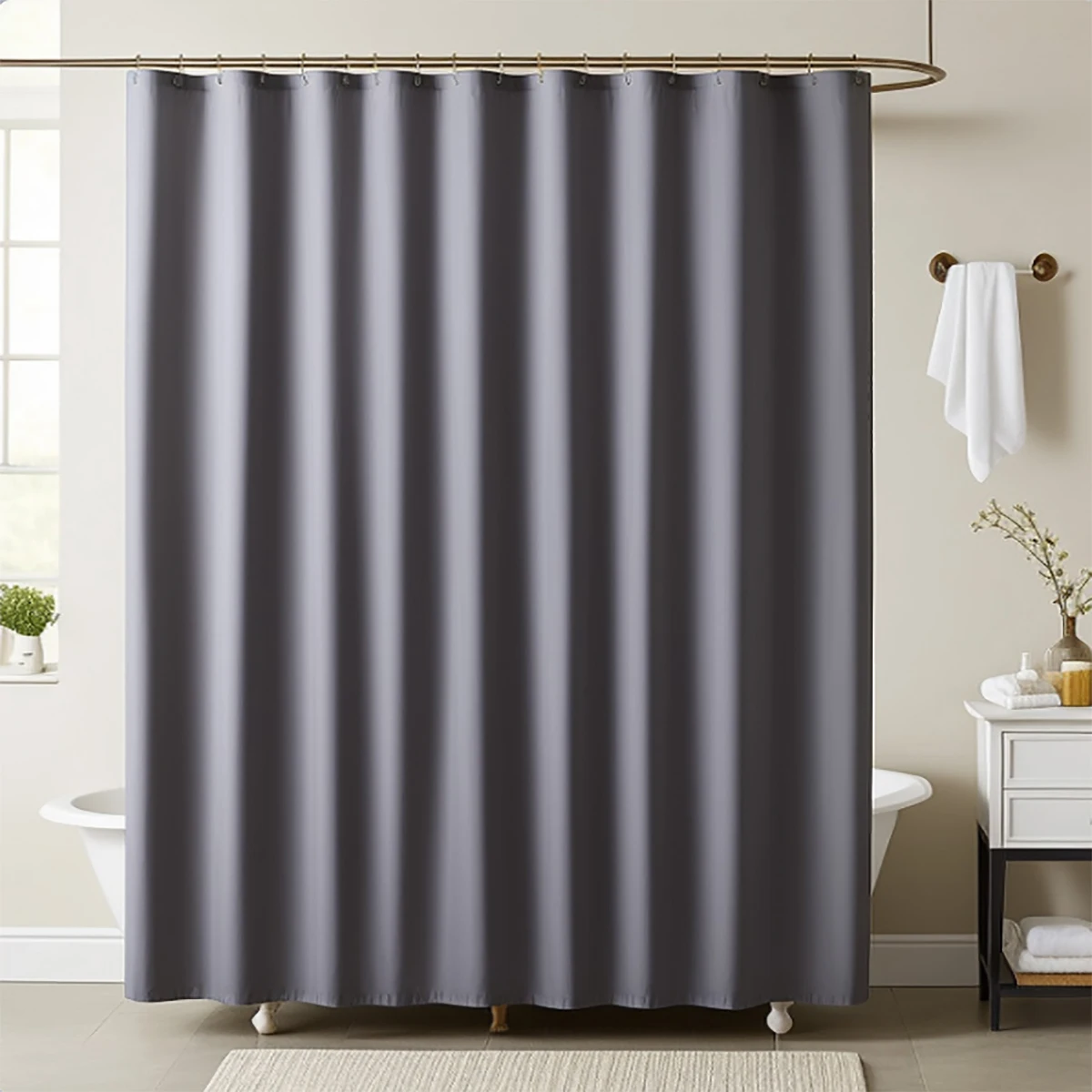 1 pack of gray pattern polyester material shower curtain waterproof cloth bathroom thickeneded mildew-proof partition curtain bathroom water-blocking partition decorative curtain