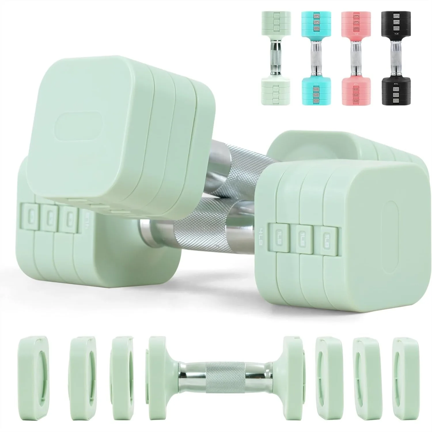 

Adjustable Dumbbell Set 20LBS, 4-in-1 Free Weights 4lb 6lb 8lb 10lb, Metal Non Slip Handle, Quick Change Home Gym Strength