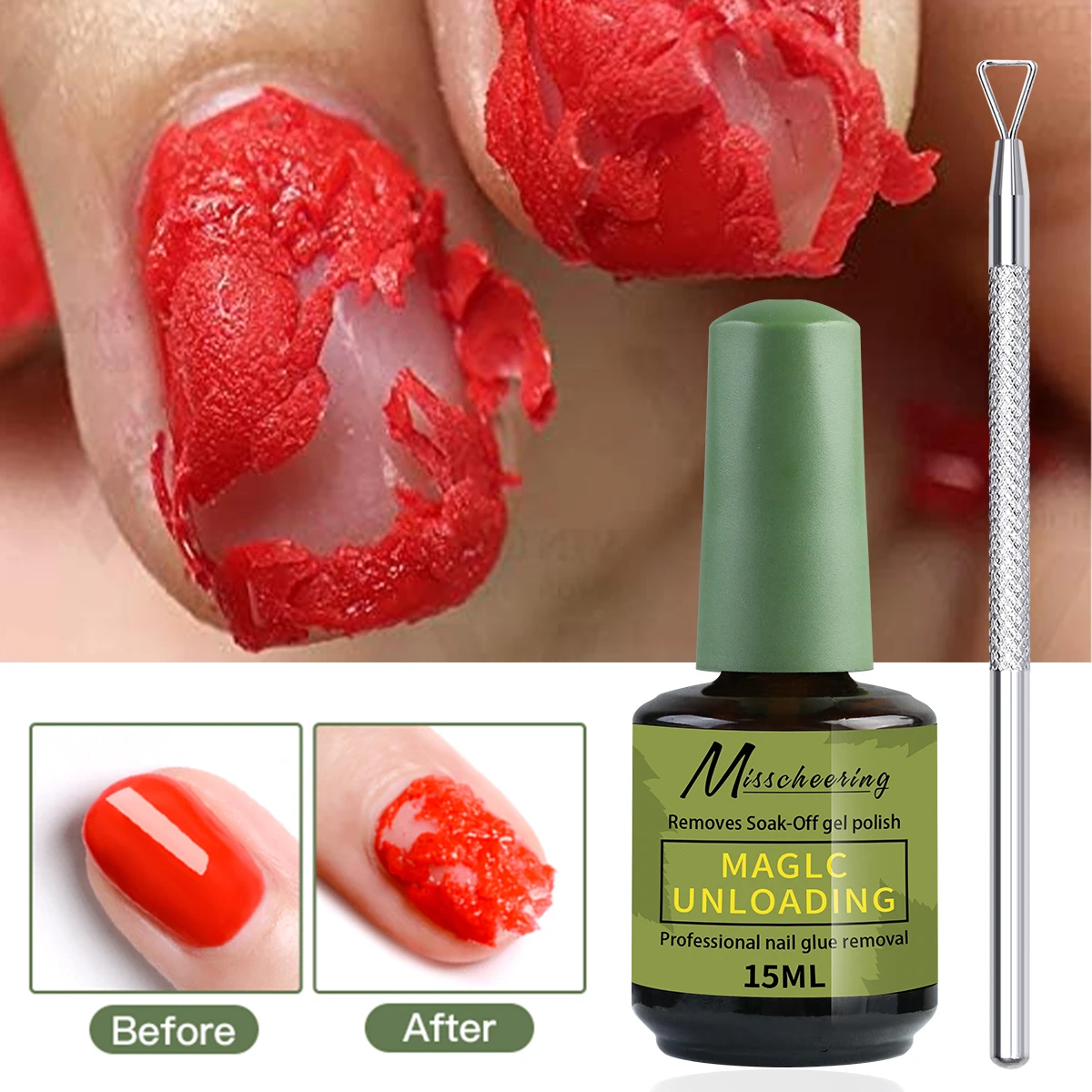 2 قطعة/المجموعة مزيل سحري للأظافر مع أداة إزالة بسرعة وسهولة إزالة طلاء الأظافر جل بولي جل الأظافر دون ضرر الأظافر