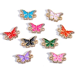 10Pcs 18*11MM Colorful Butterfly Charm Pendant Jewelry Connector for Women's Bracelet Necklace DIY Handmade Accessory Ornaments