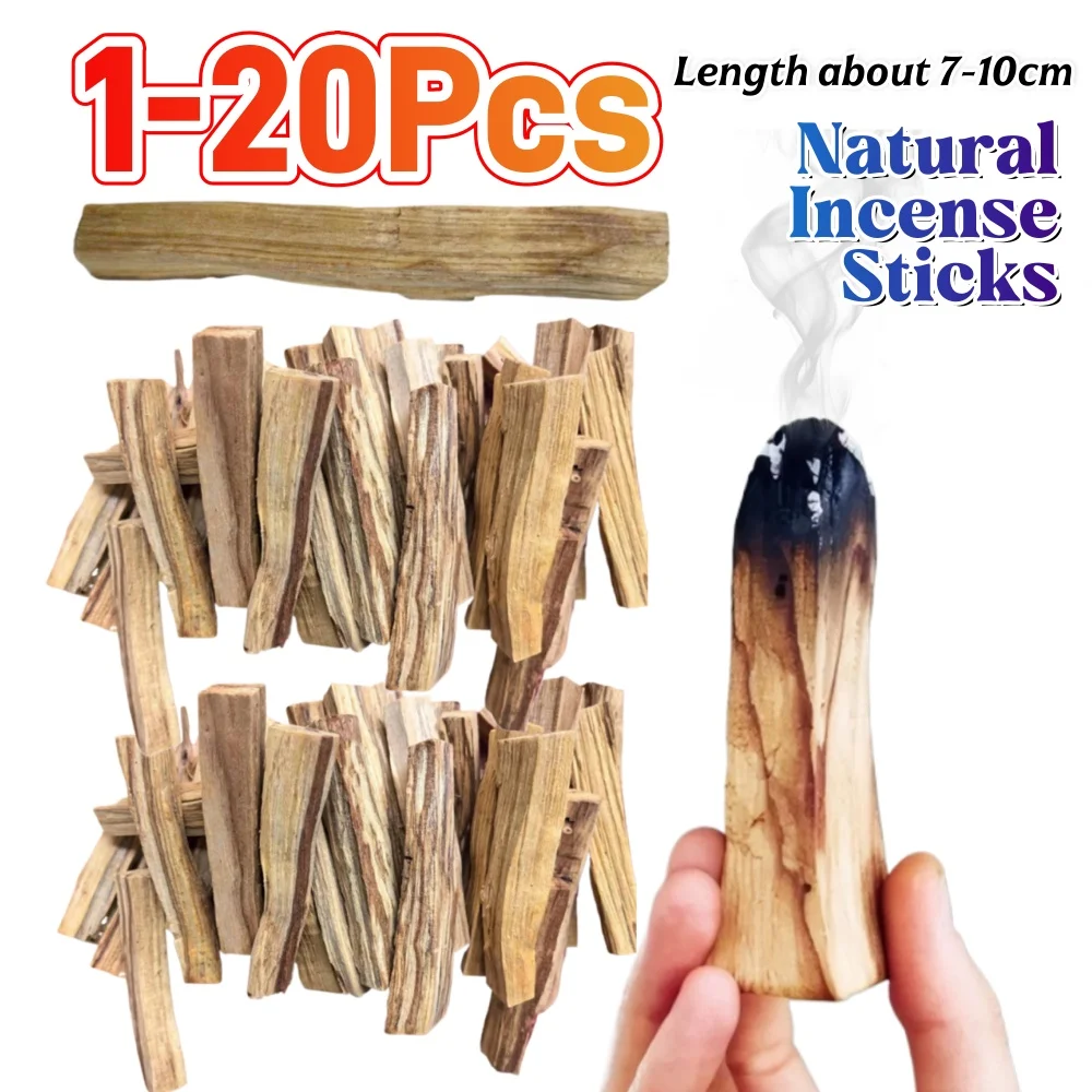 1-20X Palo Santo Natural Incense Sticks Wooden Smudging Strips Aromatherapy Incense Burner for Home Living Room Office Fragrance