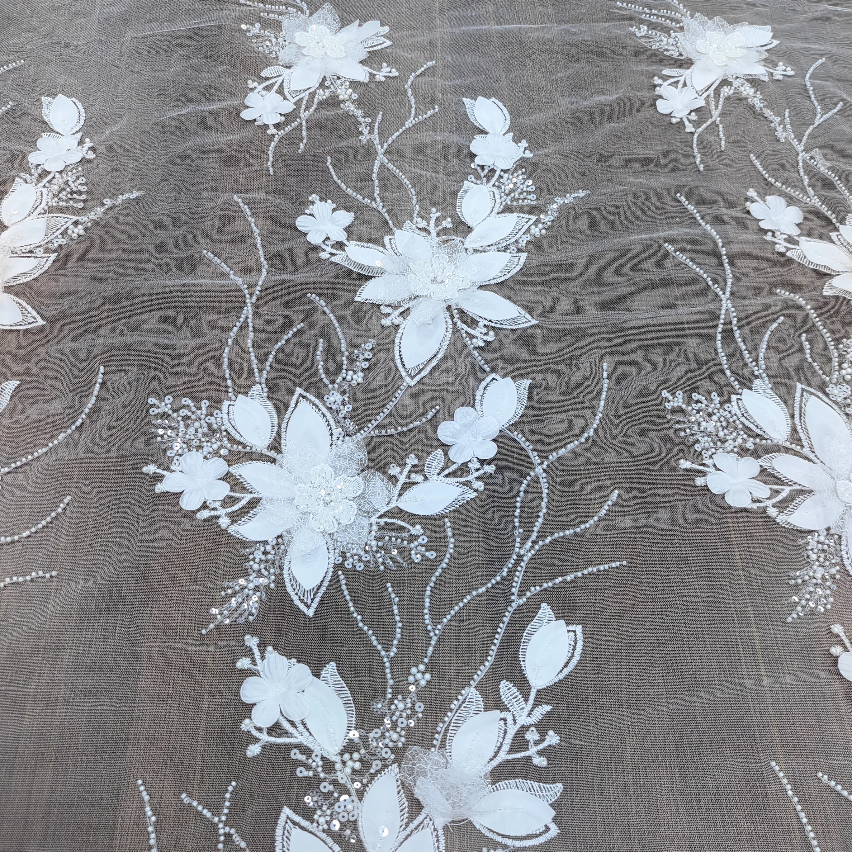 

New Mesh Bead Embroidery Sequin Handcrafted Lace Fabric,suitable for Wedding Dresses,children's Wear,and DIY Curtain Decorations