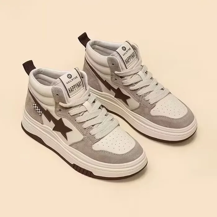 Suola assorbente scarpe bianche in vera pelle per donna 2023 autunno nuove scarpe da pane con suola spessa sneakers casual per donna versatili