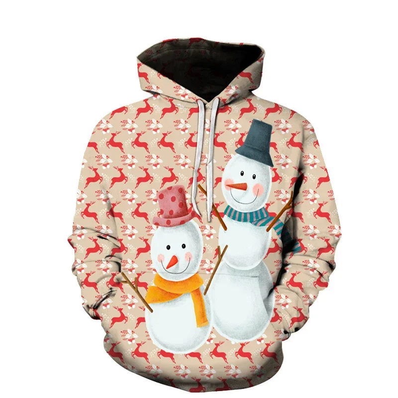 Funny Christmas Gifts 3D Print Hoodies Men Clothes Fashion Elk Sock Santa Claus Graphic Pullover Casual Tracksuit High-quality