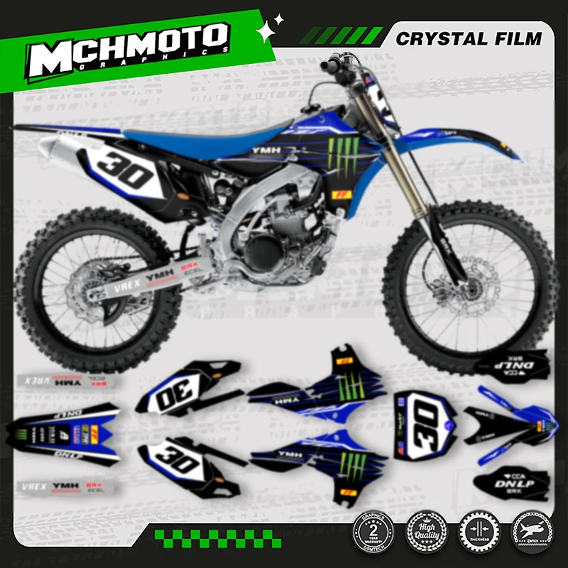 

MCHMFG Full Set Motorcycle Graphics Decal Stickers For YAMAHA 2010 2011 2012 2013 YZ450F YZF450 Number Name Background Custom