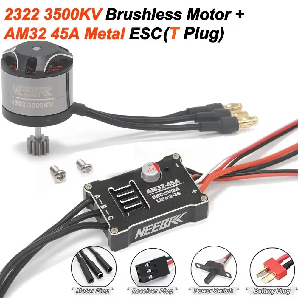1/12 RC MN Auto MN82 MN99 MN168 MN78 Upgrade Kit 2322 2600KV 3500KV Borstelloze Motor AM32 45A ESC SM3.0/T Plug Model DIY Onderdelen