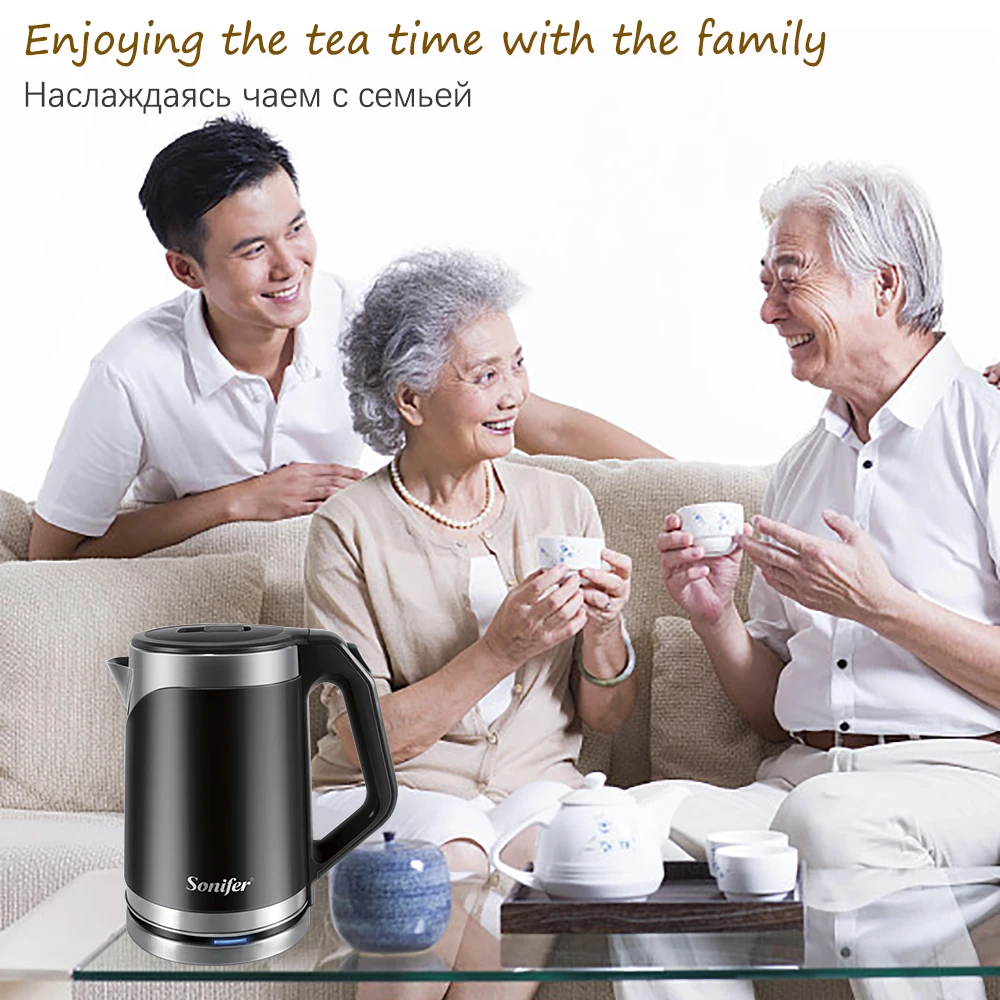 2L Electric Kettle Stainless Steel 1500W Household Kitchen Appliances Fast Heating Boiling TeaPot Pot 220V Sonifer