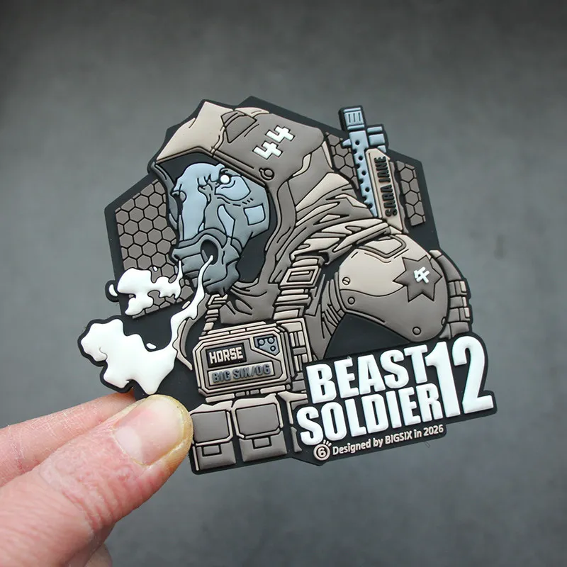 

12 Zodiac 2026 Horse Warrior 3D PVC Patch for Clothing Bag Decor Dragon Rabbit Cattle Tiger Dog Beast Soldier Tactical Armband