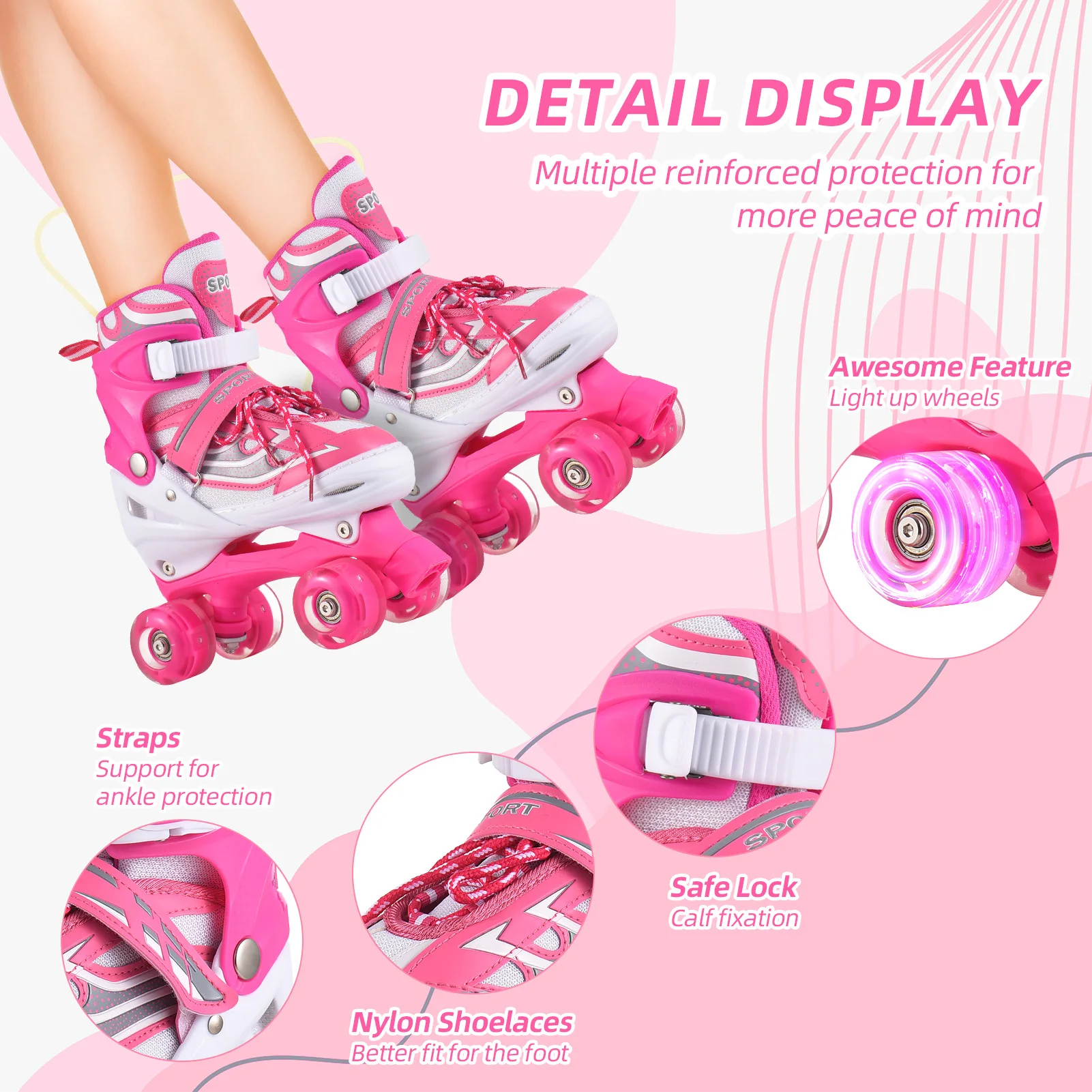 

Light Up Roller Skates for Kids Perfect for Girls Ages 5-8 Ideal Rollerblades for Kids Ages 6-12 Adjustable Size Rollerskates