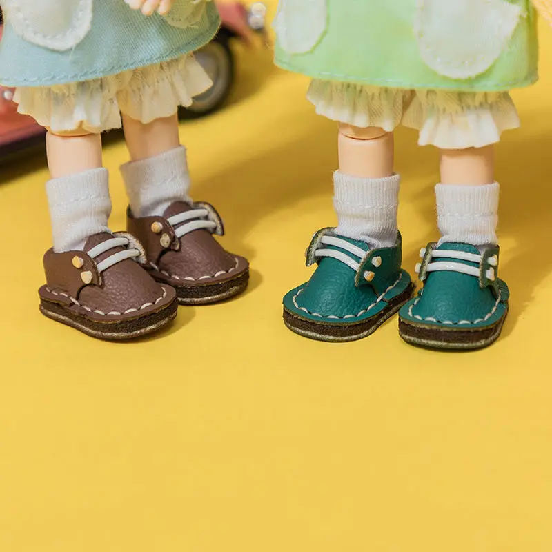 Ob11 doll shoe splicing color shoe hand hook doll handmade leather shoes 1/12 point jbd Molly doll shoes 2.3 * 1.3 size doll sho