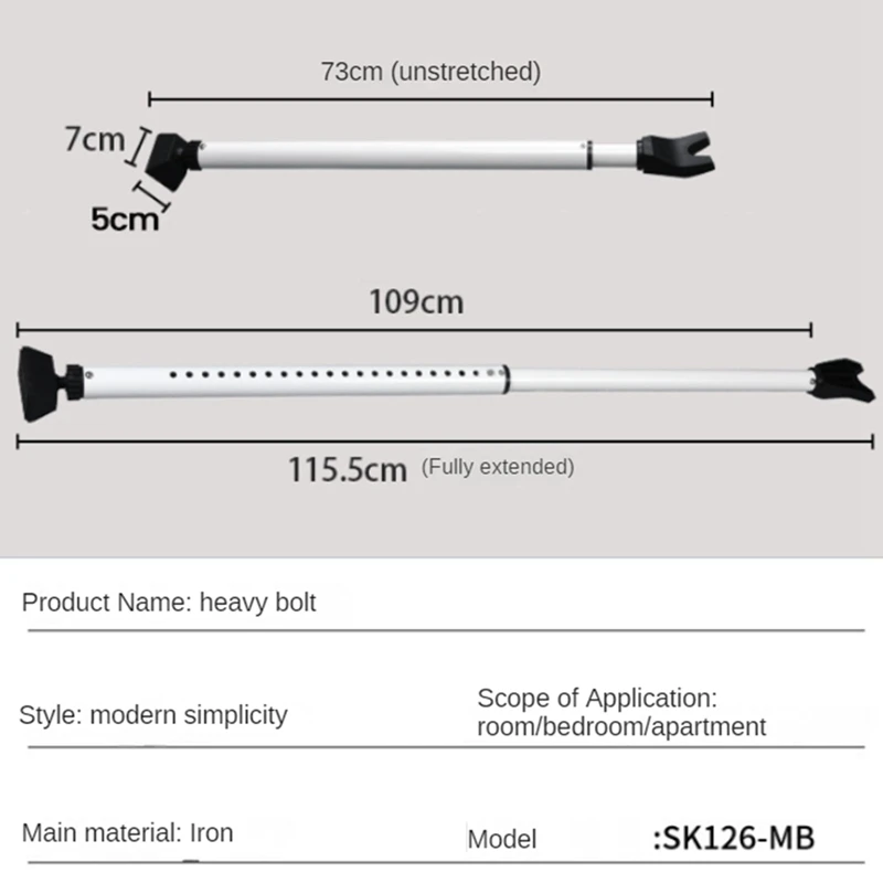 Door Security Bar And Sliding Patio Bar, Heavy Duty Stop Adjustable Jammer, Adjustable Telescopic Door Bar