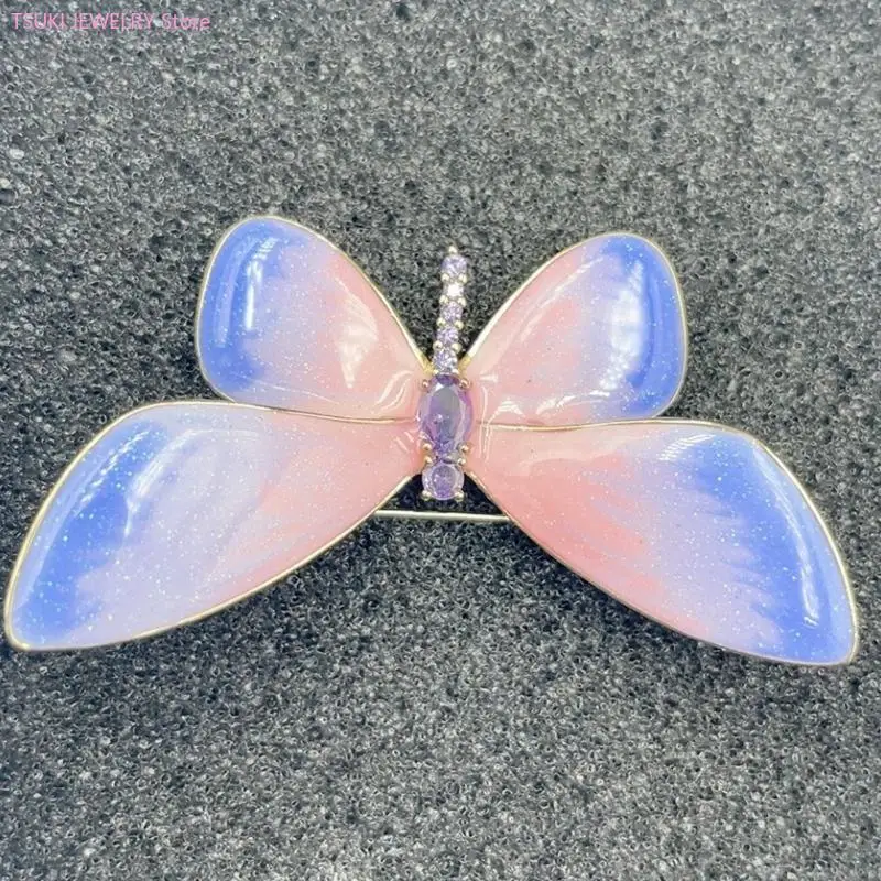62KE Fashion Forward Metamorphosis Brooch Gradient Pink Tone On Sturdy Copper Base Dateless Wardrobe Upgrade