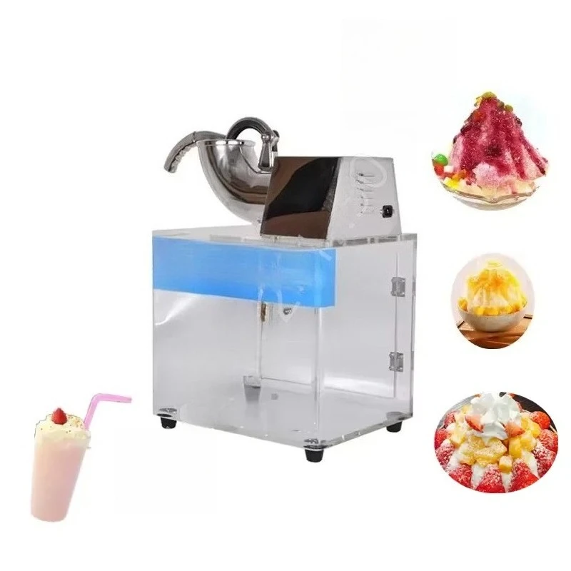 Commercial Ice Crusher 250w Snow Cone Machine With Dual Blades, Stainless Shaved Ice Machine With Safety On/Off Switch