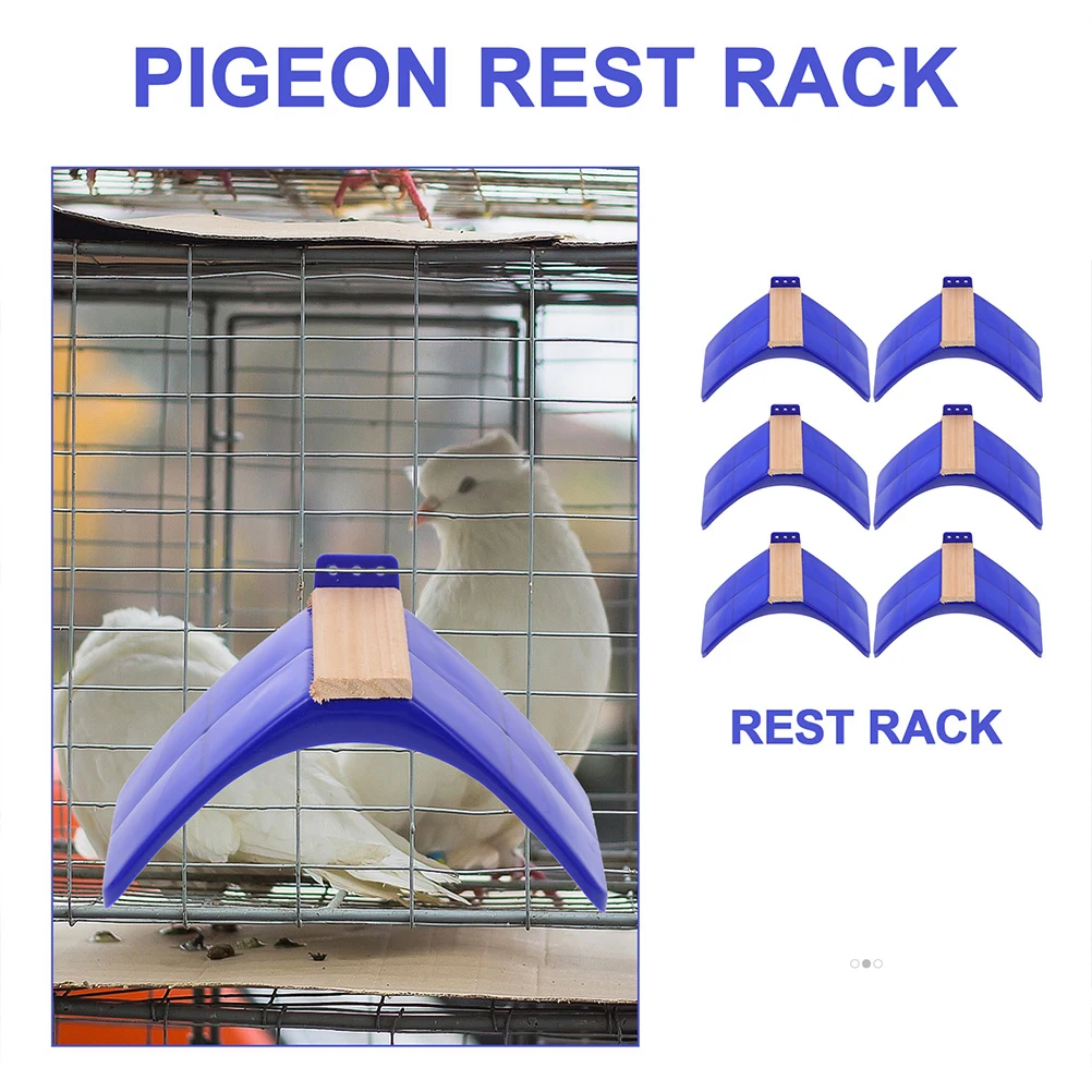 

6Pcs Solid Wood Pigeon Perch Stand Plastic Rest Frame Practical Bird Cage Furniture