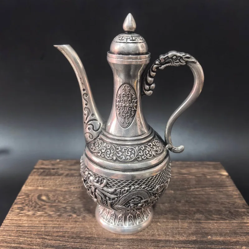 

Antique Chinese Dragon Phoenix Wine Decanter Decorative Wine Pot Vintage Home Decor Ornaments Sculptures Statues for Decoration