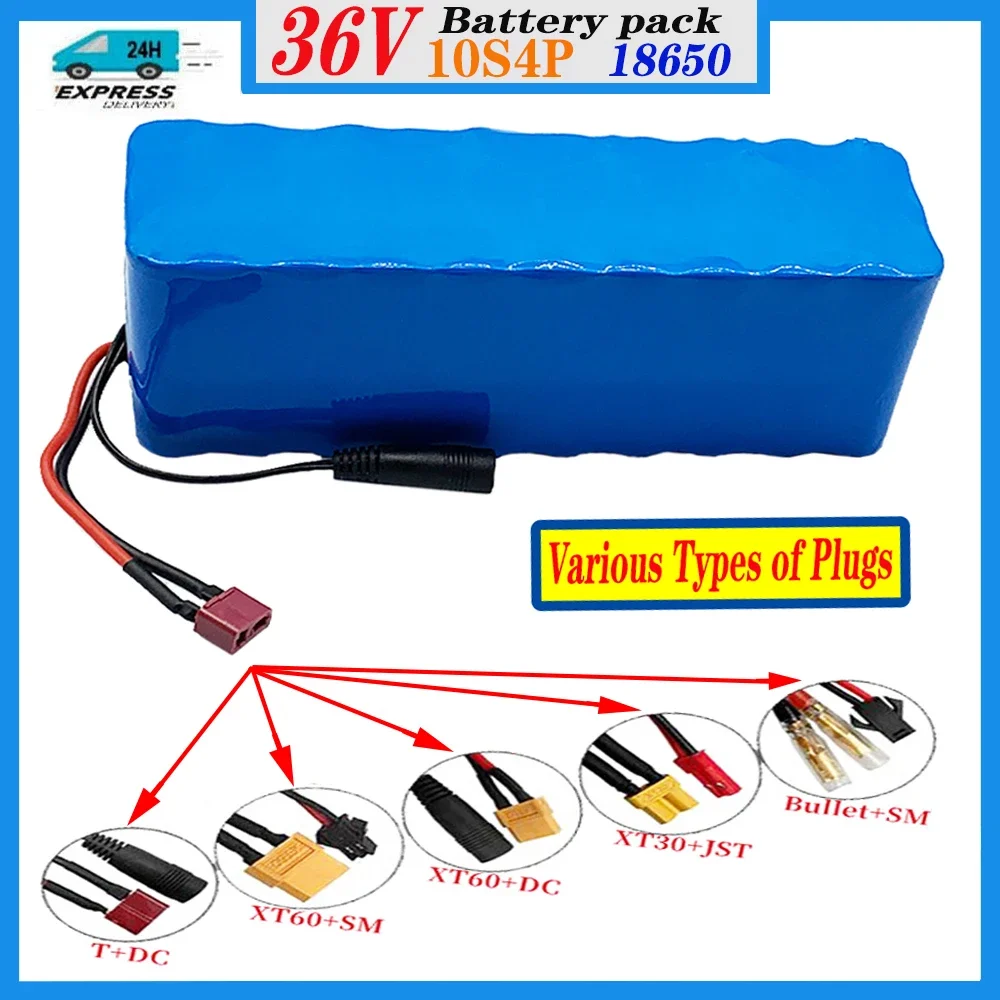 

New100% original 36V 10s4p 35Ah 20000W large capacity 18650 lithium battery pack electric bicycle scooter with BMS XT60 Plug