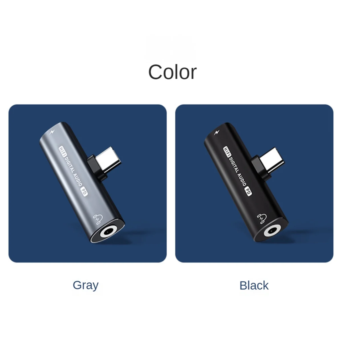 

N33R_2In1 Адаптер для наушников USB Type-C на 3,5 мм, декодер 16 бит/48 кГц, серый